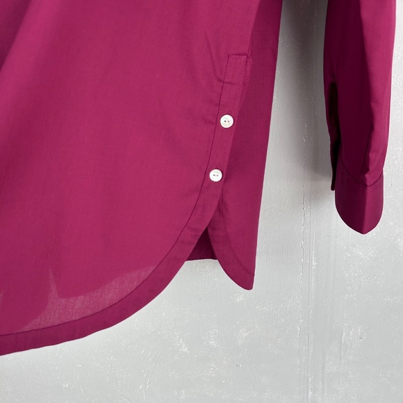 Foxcroft plus size 18 long sleeve button up burgundy wrinkle free poplin cotton - Picture 6 of 15